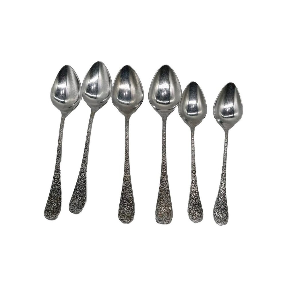 Vintage EPIC Stainless Flatware 4 Serving & 2 Dinner Spoons Lot Of 6 EPS18